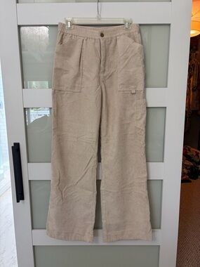 Altar’d State Cream Wide-Leg Corduroy Cargo Pants